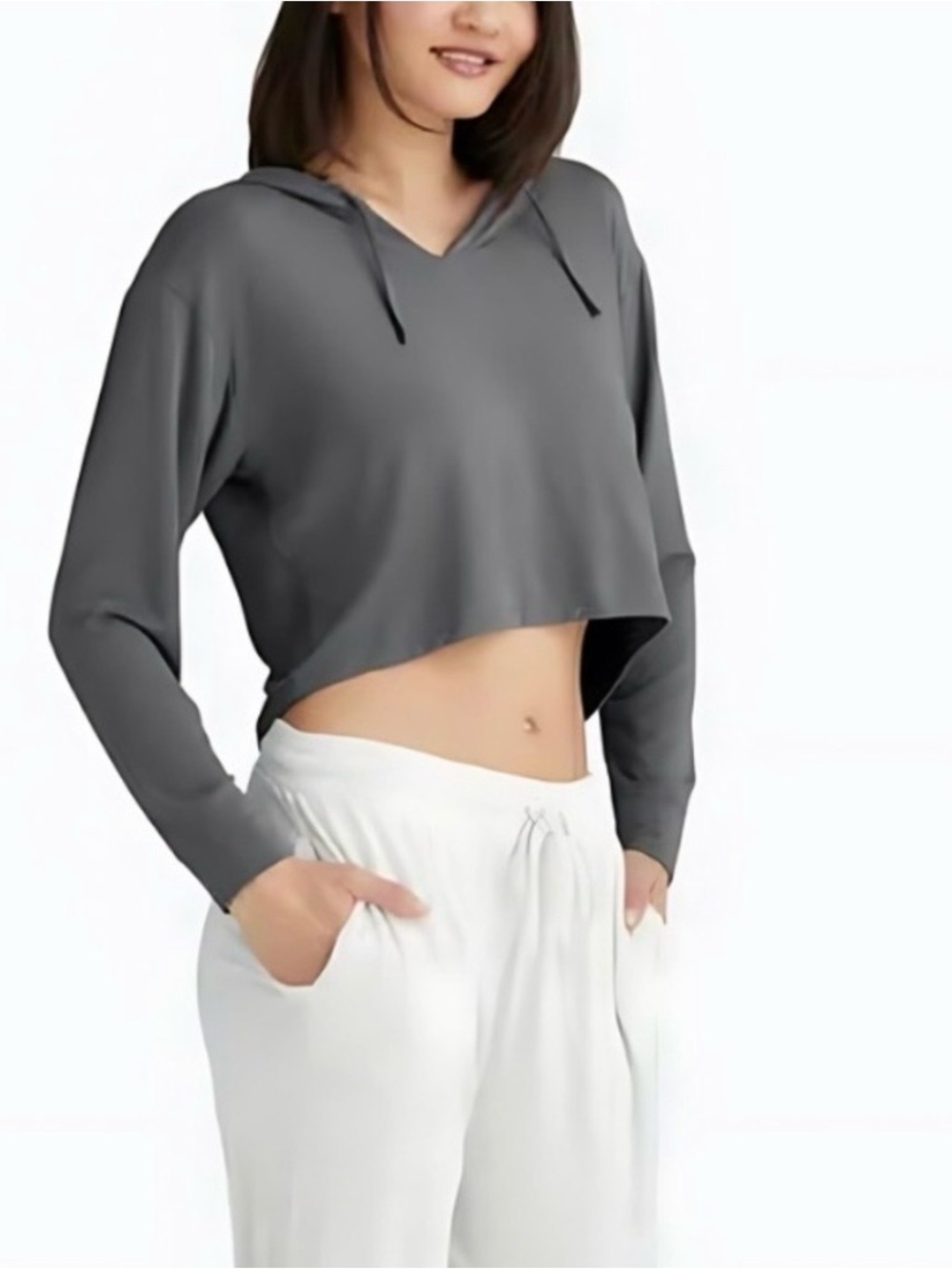 MeUndies UltraModal Crop Hoodie Charcoal Gray 4X